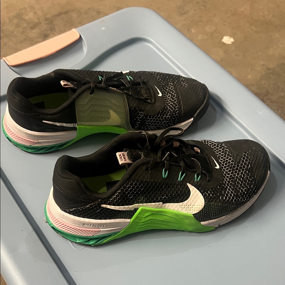 Nike Black and Green Athletic Shoes